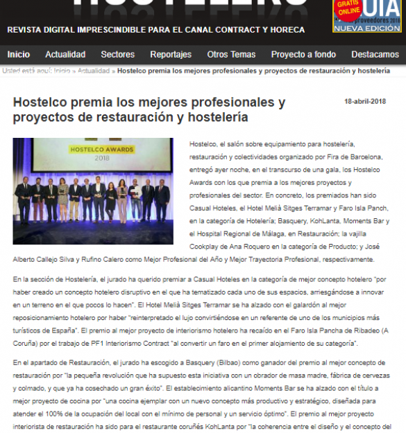 Equipamiento Hostelero_HOSTELCO AWARDS 2018