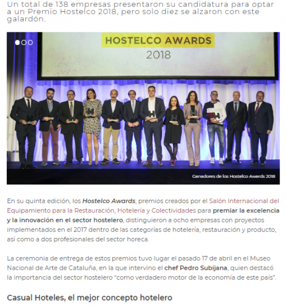 Ecos en prensa | Hostelco Awards 2018